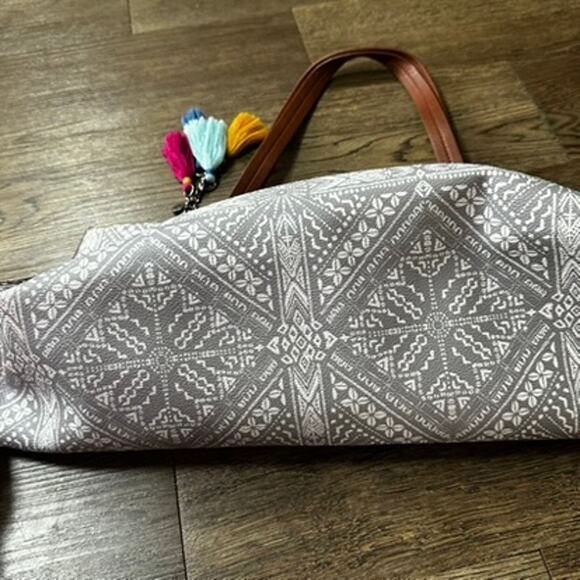 THE SAK Hasley Happy & Free Gray Shadow Tote Purse Batik Boho - Picture 6 of 16
